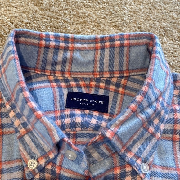 Proper Cloth Flannel Brushed Cotton Pink Blue Plaid Button Down Shirt XL - Picture 1 of 11